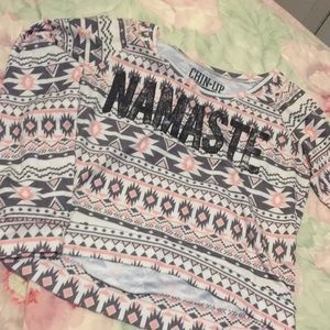 Tribal print cropped namaste sweatshirt